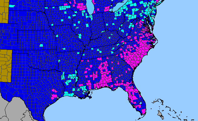 The range of Raphanus raphanistrum